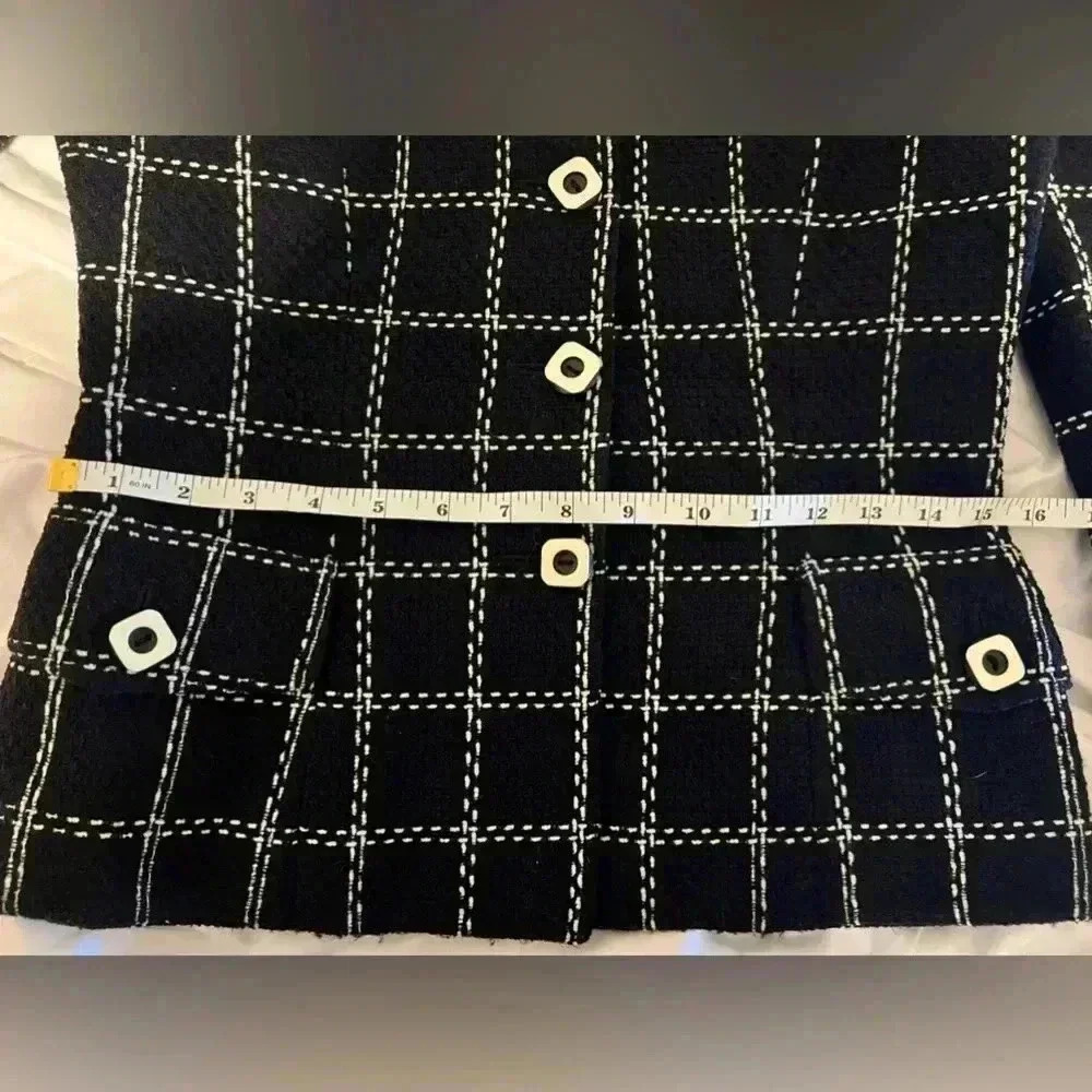 Women Moiselle Vintage Black Plaid Blazer/ Jacket- Wool - Picture 10 of 13